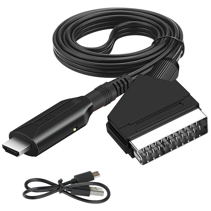 SCART към HDMI конвертор, JESWO, 1080p, Plug and Play, черен, 1 м
