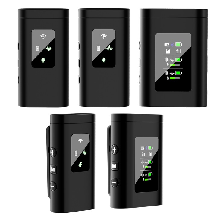 WALALLA S33 Lavalier микрофон, безжичен, AI Noise Reduction, Reverb, Bluetooth акомпанимент, интерфейс тип C и технология Lightning, черен, 8,4x13,6 cm
