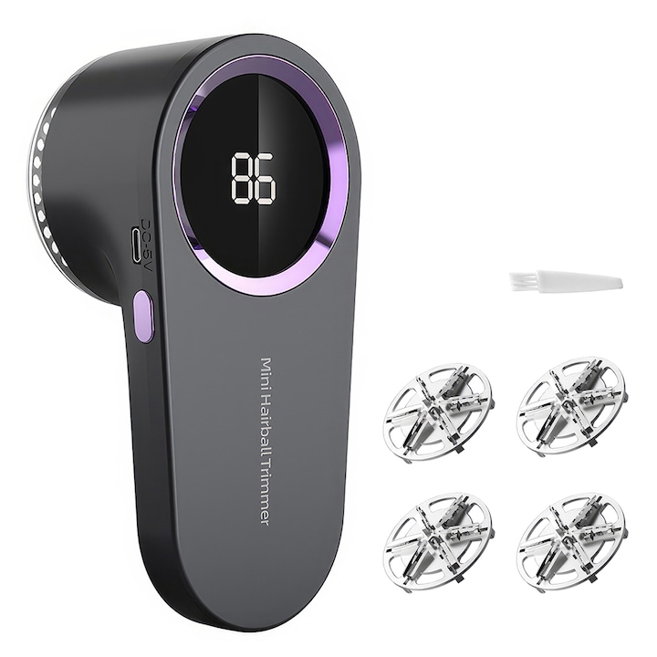 JESWO Textilborotva, LED, 3 sebesség, 6 penge, 4 pengefej, 70x70x148mm, szürke