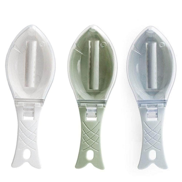 Pachet de 3 curatatori manuali de solzi de peste, forma de peste, usor de utilizat si de curatat, ergonomic, 16 x5,5x4,2 cm, multicolor