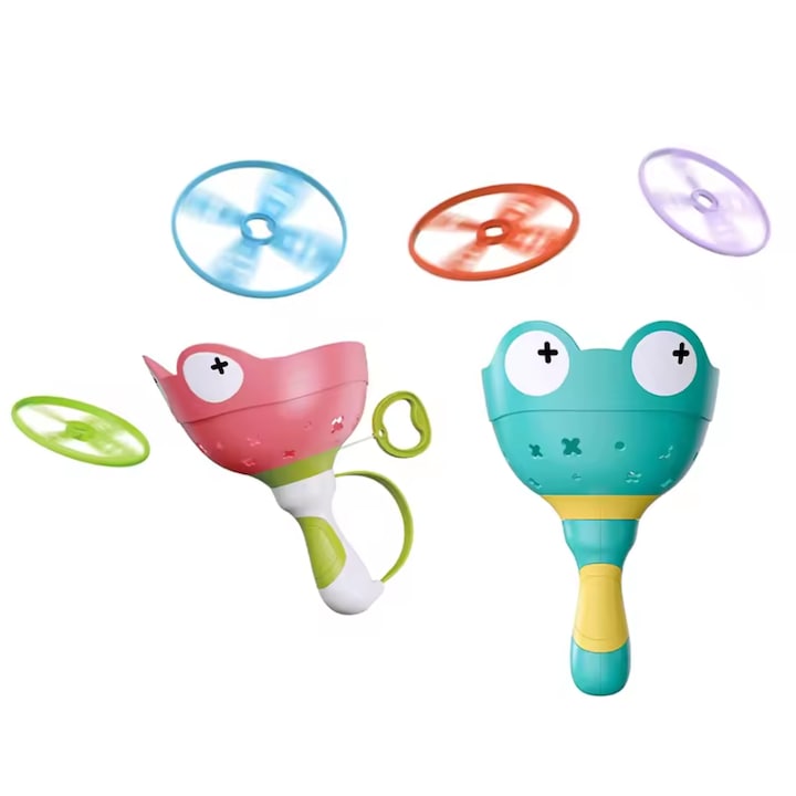 Комплект летни играчки за деца Simply Joy с включени 12 летящи диска и 2 пускови устройства за дейности на открито
