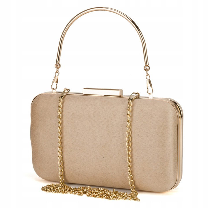 Estélyi táska, ökológiai bőr, arany, lánccal