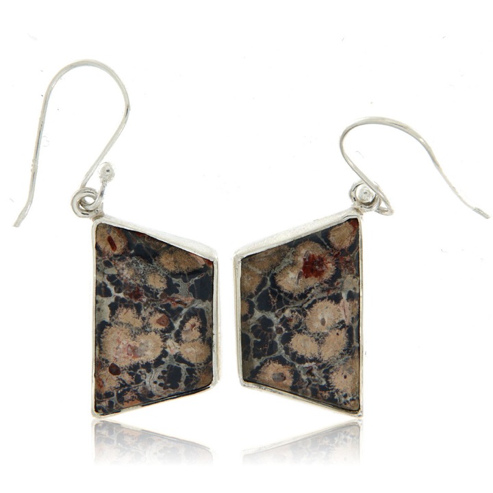 Cercei din argint 925 cu jasp natural (fara tratament), 38 x 14 mm, fabricati in India