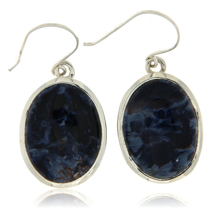 Cercei din argint 925 cu pietersit natural (fara tratament), 39 x 18 mm, fabricati in India