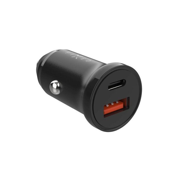 Fixed USB-C/USB autós töltő 20W, fekete, FIXCC20N-CU-BK