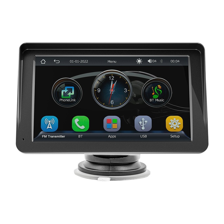 Navigatie Auto Multimedia DVR 7 inch, Touchscreen Full HD, Camera AHD Marsarier, Bluetooth, WIFI, Compatibil Carplay si Android Auto, Difuzor 3W Incorporat, Parasolar, Negru