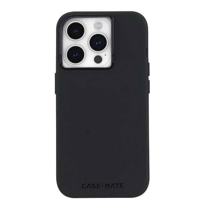 Калъф за телефон, съвместим с iPhone 15 Pro, Case-Mate Silicone MagSafe, антибактериална защита, удароустойчив, черен