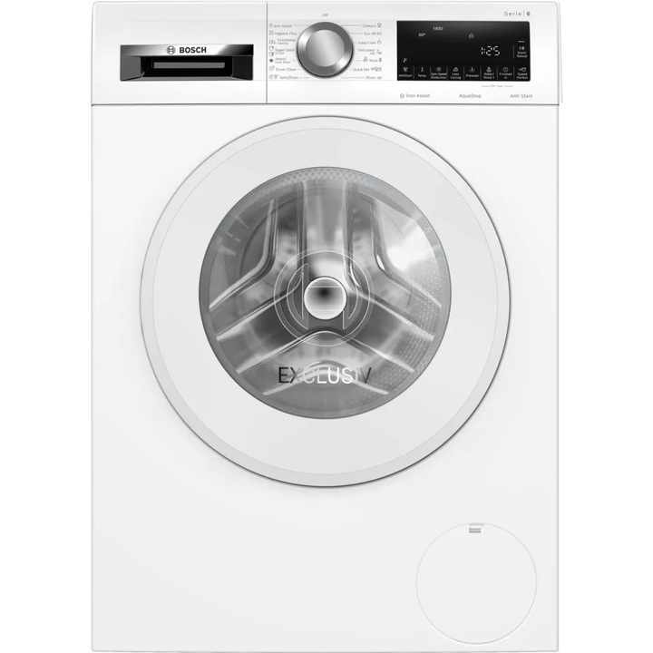 Bosch WGG244Z4BY Serie 6 elöltöltős mosógép, 9 kg, IronAssist gőzprogram, AntiStain foltprogramok, A Energiaosztály, fehér ajtó