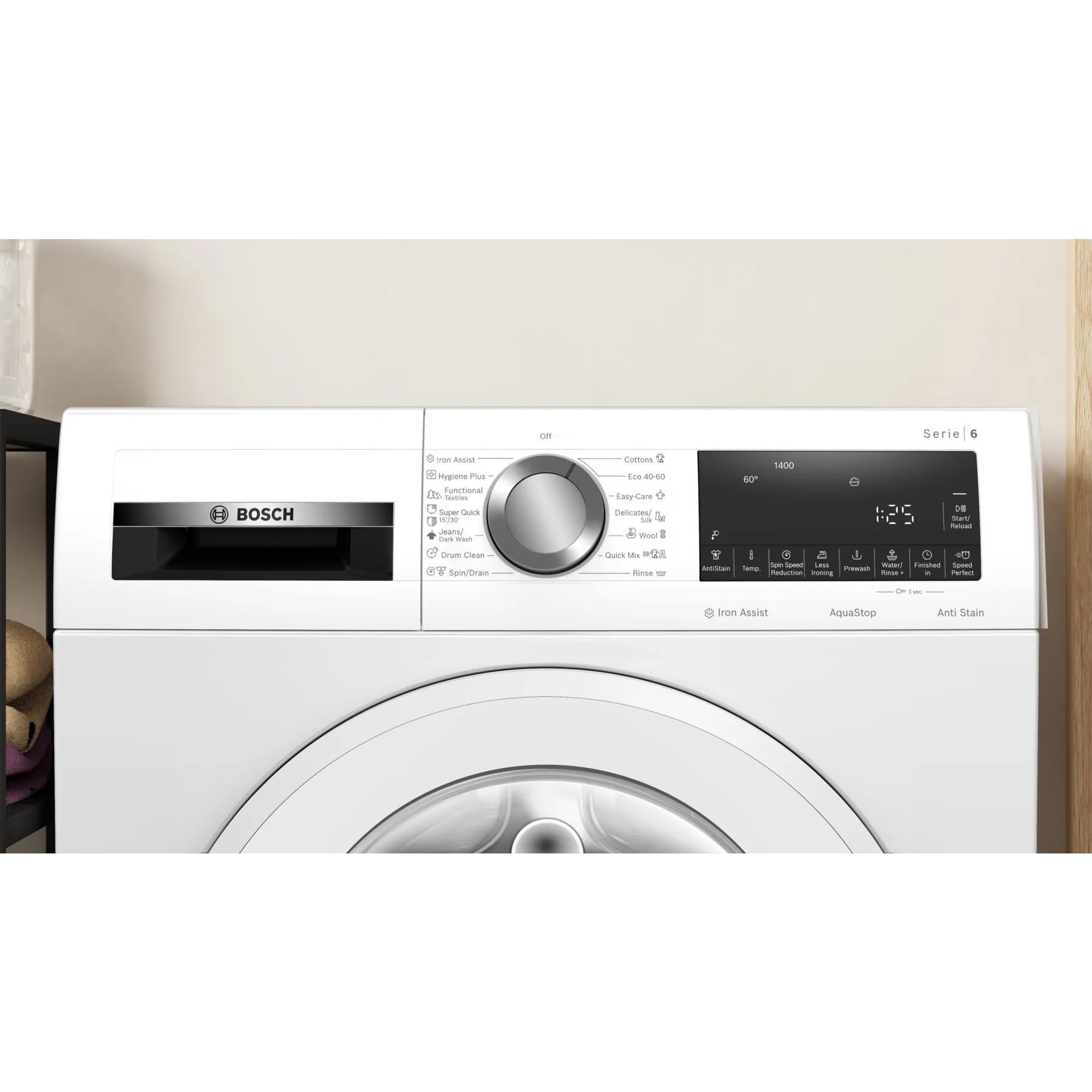 Masina de spalat cu incarcare frontala Bosch WGG244Z4BY Serie 6, 9 kg, program abur IronAssist, programe antipete, clasa energetica A, usa alba