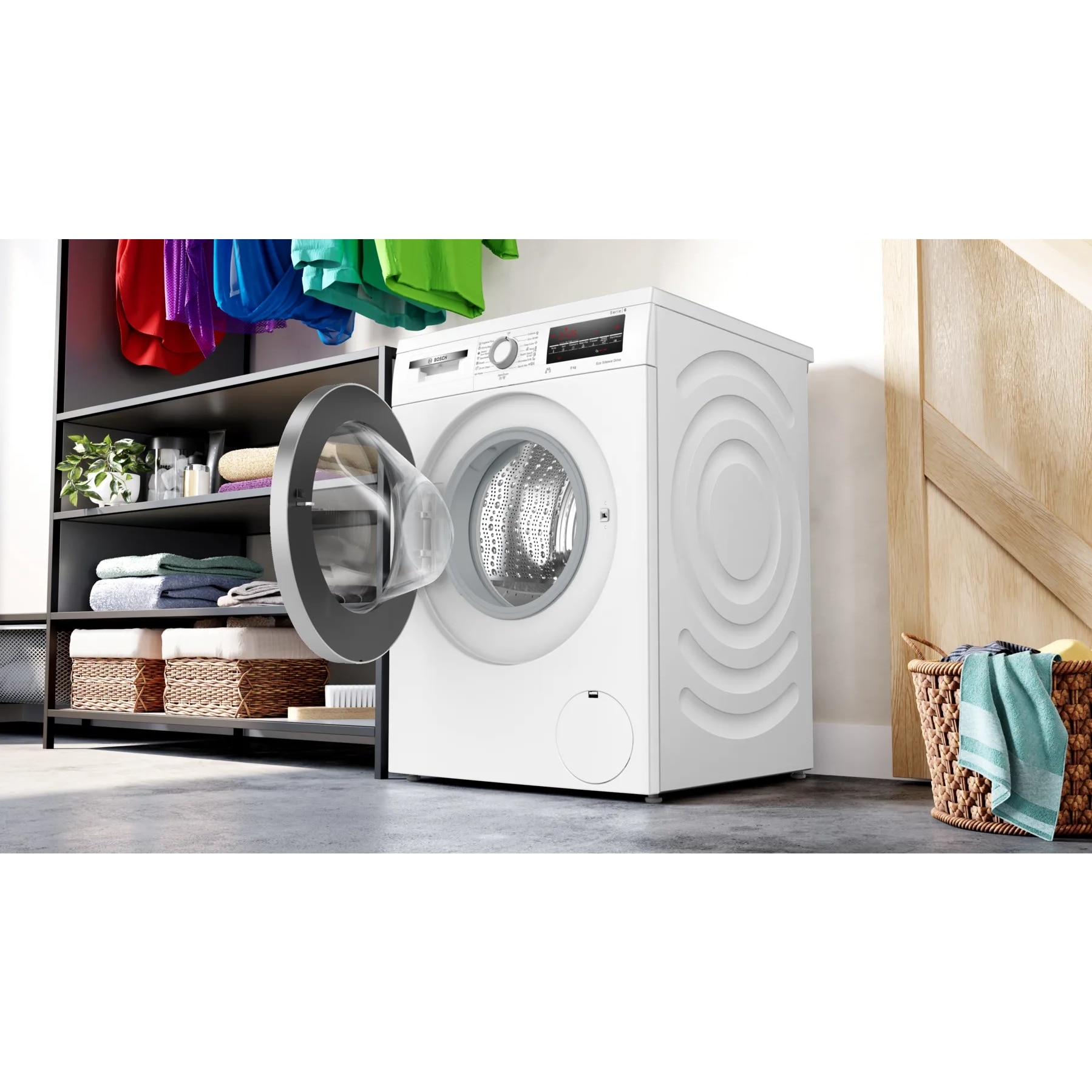 Masina de spalat incorporata Bosch WUU28T62BY Serie 6 cu incarcare frontala, 9 kg, SpeedPerfect, Hygiene Plus, clasa energetica A, usa Inox-neagra