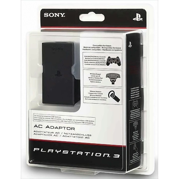 Adaptor AC USB pentru PlayStation 3, Sony, incarcare simultana, negru