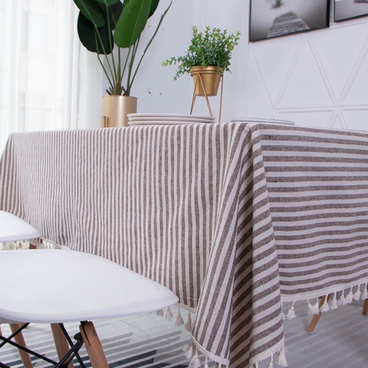 Jormftte asztalterítő, téglalap alakú, khaki, 140x250cm, pamutból, foltálló