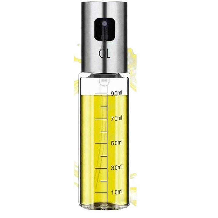 Pulverizator ulei QttvbTna, inox si sticla, 100ml, 4x17.5cm