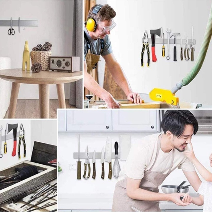 Suport pentru cutite magnetice, Enforose, otel inoxidabil, 40cm, rezistent, elegant