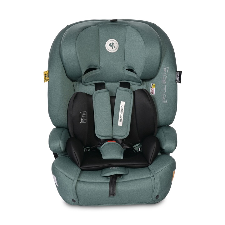 Scaun auto pentru copii, Lorelli, Benevento, Isofix, i-Size, 15 luni-12 ani, 76-150 cm, certificat R129, tetiera reglabila, protectie in caz de impact, Green Pine