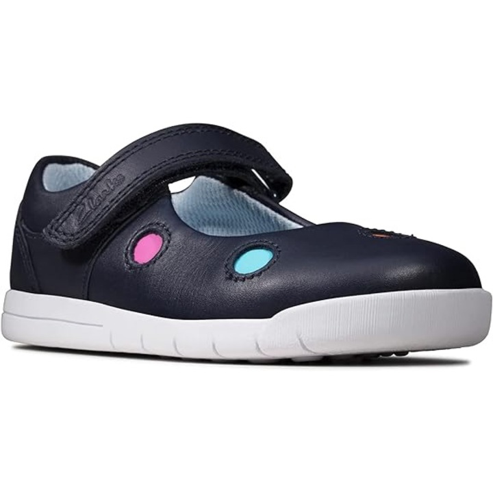 Детски кожени обувки Clarks, Бял/Тъмносин/Оранжeв/Розoв/Син/Сребрист
