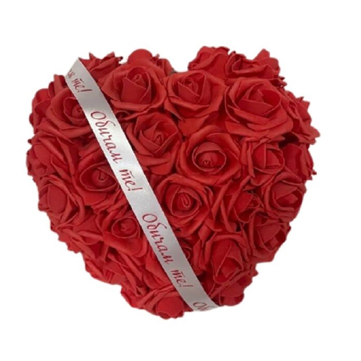 Everlasting Rose I Love You Heart GRSCIA-SV, Rózsamedve, Kézzel készített, Piros, 30cm