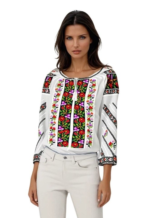 Bluza tip ie dama R24, Alb/Mov