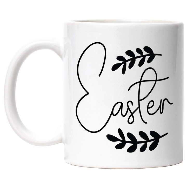 Cana cu 2 ramurele si cuvantul "Easter" - Paste sarbatoare cu Maner Alb