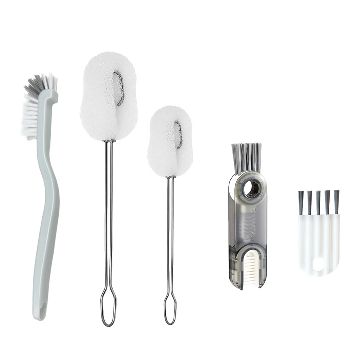Set mixt perii de curatare pentru sticle si vase, multifunctionale, alb si gri, plastic
