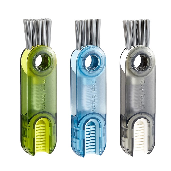 Комплект от 3 многофункционални четки за почистване на бутилки и чаши, ABS/силикон, многоцветни