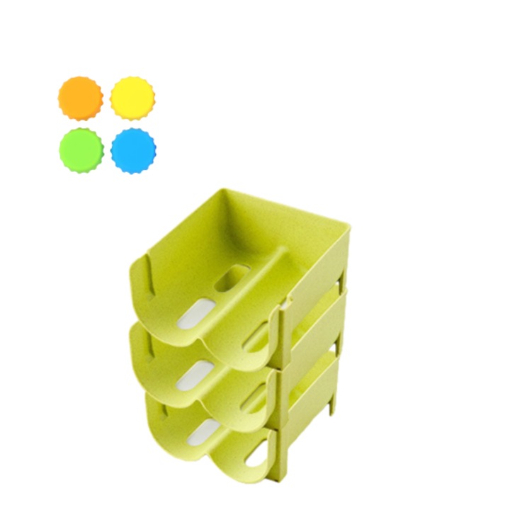Set organizare si depozitare bauturi, capac din silicon, verde, 16x14cm