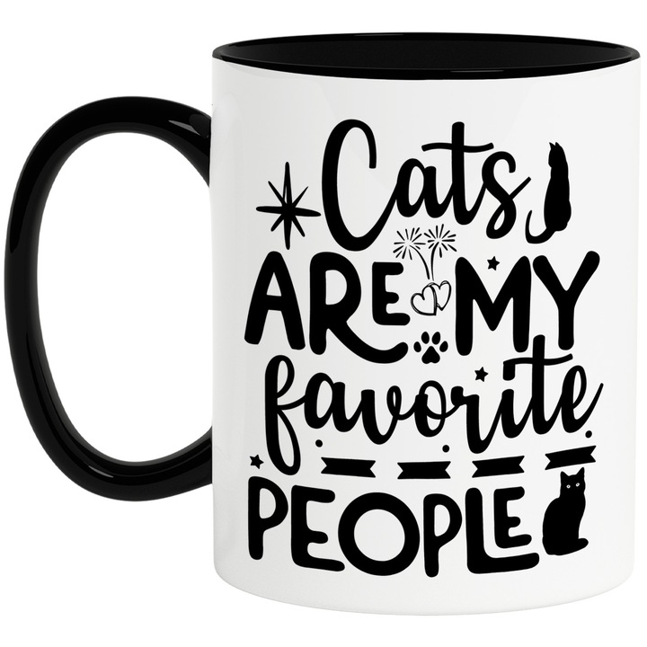 Cana cu pisicute pentru cei care le considera pe pisici oamenii lor favoriti cu Maner Negru