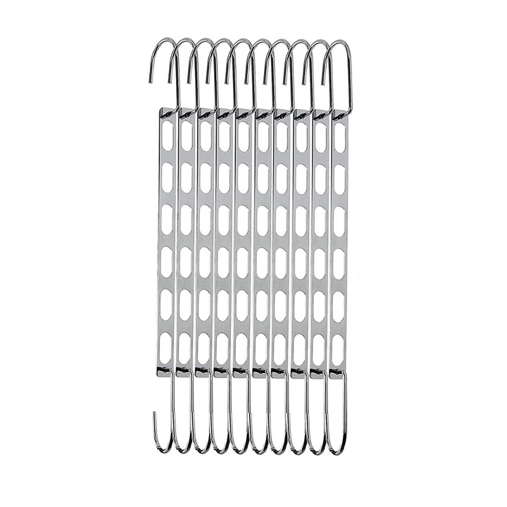 Set 10 Suporturi Umerase Metalice, Universal, Argintiu, 39cm