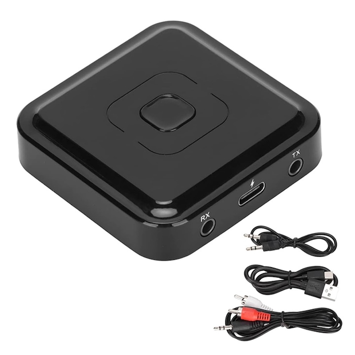 Adaptor Audio Bluetooth 5.1, Chucai BT-22, Receptor si Transmitator 2 in 1, Baterie 200mAh, Negru