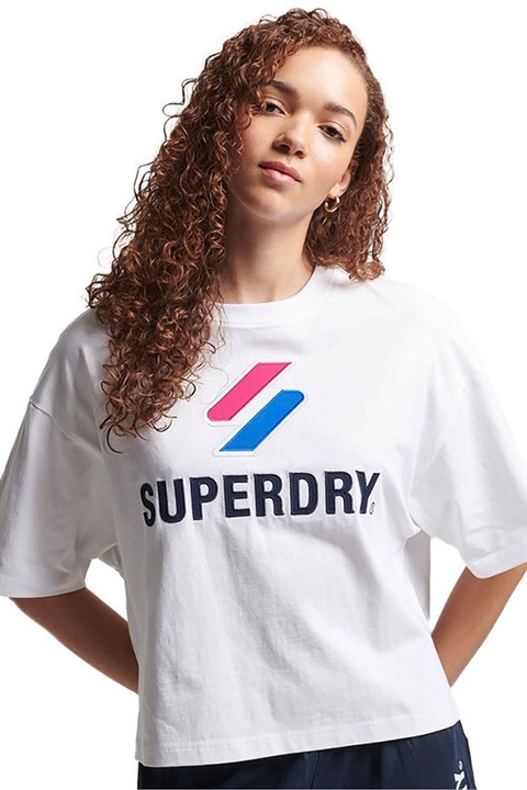 Tricou dama SUPERDRY, oversize, bumbac, alb, Alb, M