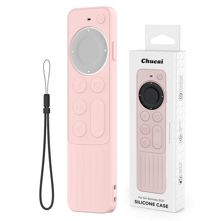 Husa protectie telecomanda, Chucai, pentru Apple TV Siri Remote 2nd/3rd Gen, silicon, roz