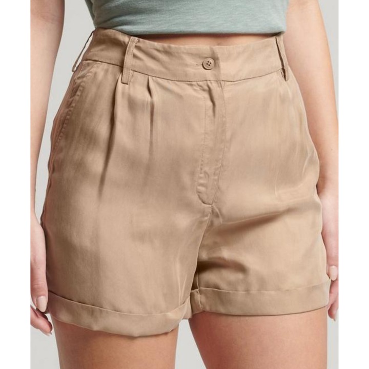 Superdry Studios rövidnadrág, cupro, bézs, XS