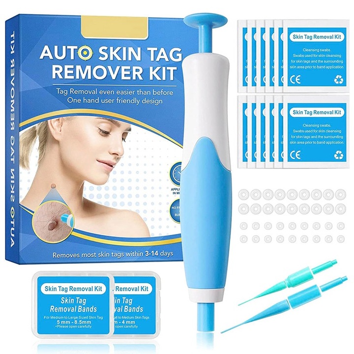 Set Indepartare Papiloame Chucai, pentru Corp si Fata, 2-8mm, Alb/Albastru, 2 Capete Interschimbabile