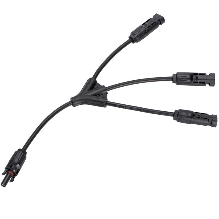 Conector Sunmostar Y-shaped 4 cai, PPO, negru