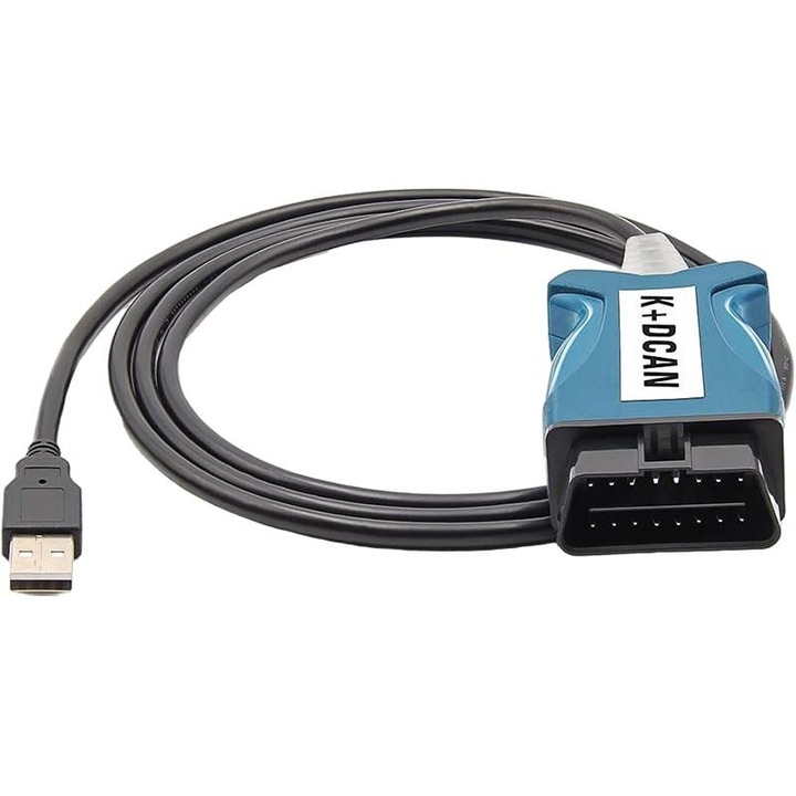 Chucai K+DCAN автомобилен диагностичен кабел за BMW E Series и Mini R-Series, с ключ, USB, Син