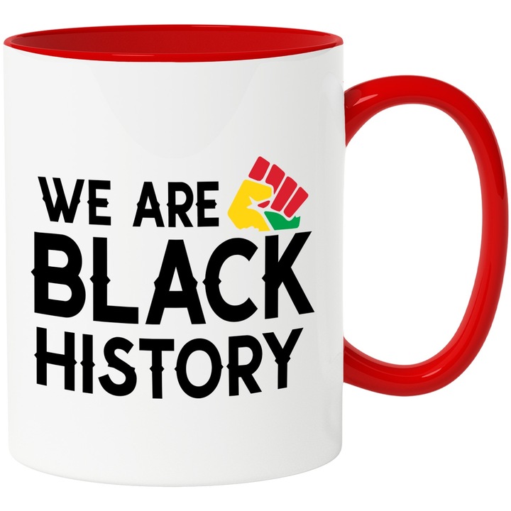 Cana pentru persoanele de culoare cu text in engleza - istorie neagra cu Maner Rosu