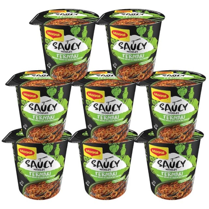 Комплект 8 бр. спагетини в чаша, MAGGI Asia, с вкус на сос Терияки, 75г