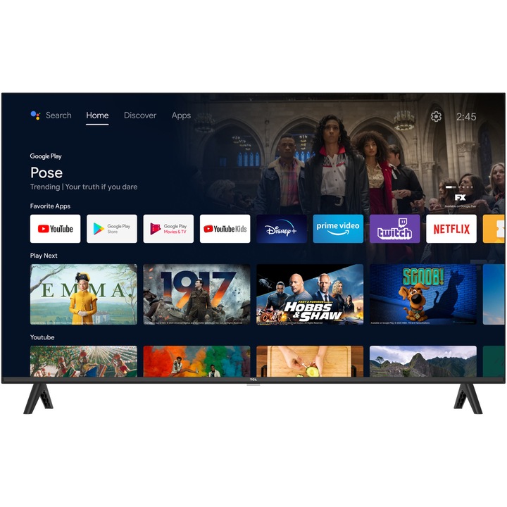 Televizor TCL LED 43S5400A, 108 cm, Smart Android TV, Full HD, Clasa F (Model 2024)