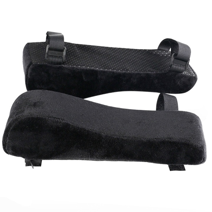 Set de 2 perne pentru cotiere pentru scaune, Yhemday®, spuma cu memorie, modelabila, protejeaza impotriva loviturilor, pentru scaune, 25 x 7, 5 x 3 cm, negru