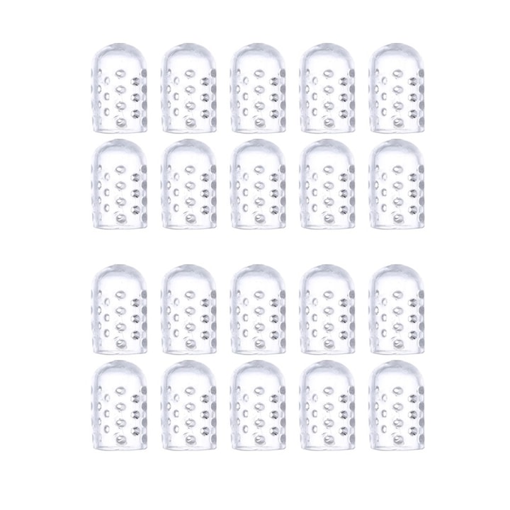 Set 20 protectii pentru degetele de la picioare, SINBINTA, Anti-uzura, Rezistent la transpiratie, Respirabil, Analgezic, Moale si elastic, Pentru alergare, baschet, dans, Gel de silica, 2.7 x 2cm, Transparent