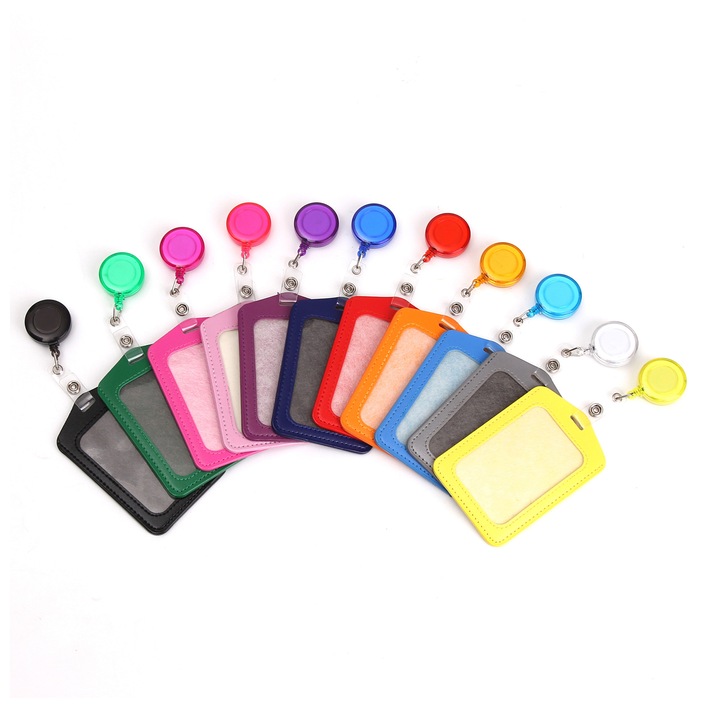 Комплект от 11 държача за лична карта, NUODWELL, С държач за клипс, Опростен дизайн, Въжета с прибиращ се барабан, лесни за окачване и разтягане, Лесни за използване, За медицински сестри, лекари, студенти, учители, 110x72 mm, PU/ABS, Многоцветен