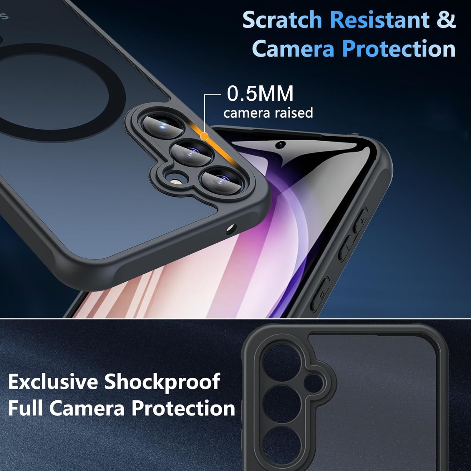 Husa de protectie pentru Samsung Galaxy S23 Plus, SINBINTA, Cu laveta, Airbag incorporat, Rezistent la cadere, Antisoc, Anti alunecare, Usor de instalat, Portabil, Senzatie de piele inghetata, Moale, TPU/PC/Magnet, Negru