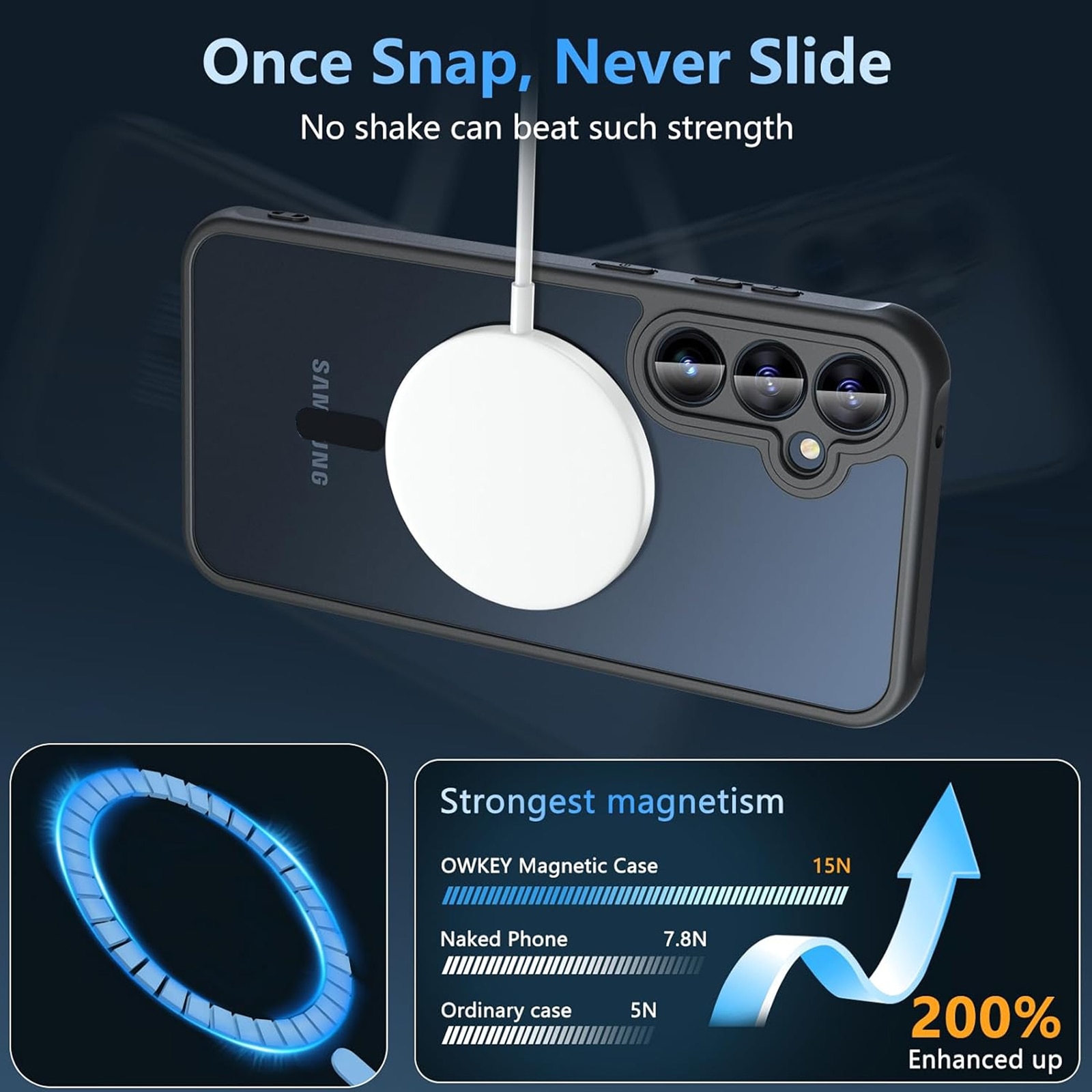 Husa de protectie pentru Samsung Galaxy S23 Plus, SINBINTA, Cu laveta, Airbag incorporat, Rezistent la cadere, Antisoc, Anti alunecare, Usor de instalat, Portabil, Senzatie de piele inghetata, Moale, TPU/PC/Magnet, Negru