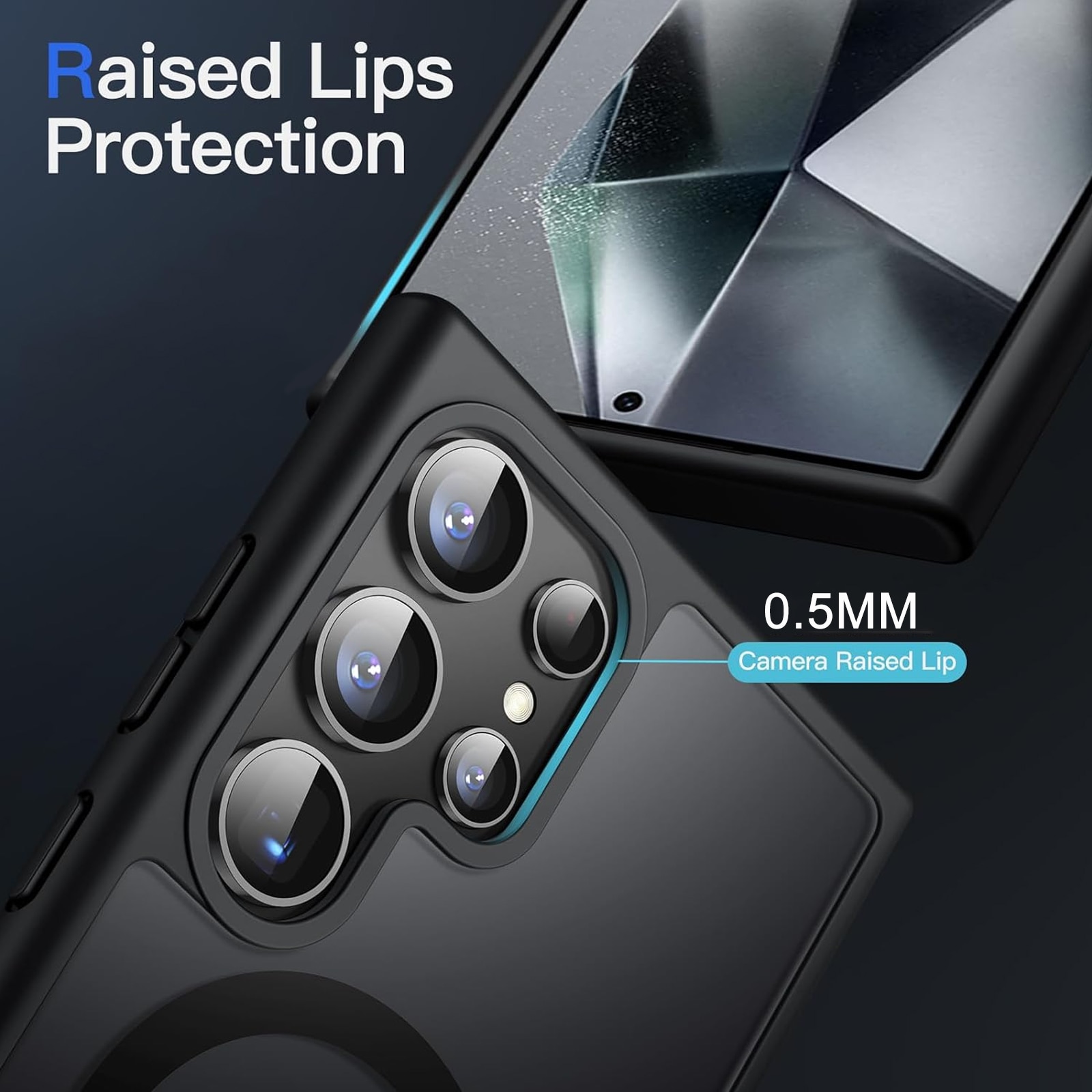 Husa de protectie pentru Samsung Galaxy S23 ULTRA, SINBINTA, Cu laveta, Airbag incorporat, Rezistent la cadere, Antisoc, Anti alunecare, Usor de instalat, Portabil, Senzatie de piele inghetata, Moale, TPU/PC/Magnet, Negru