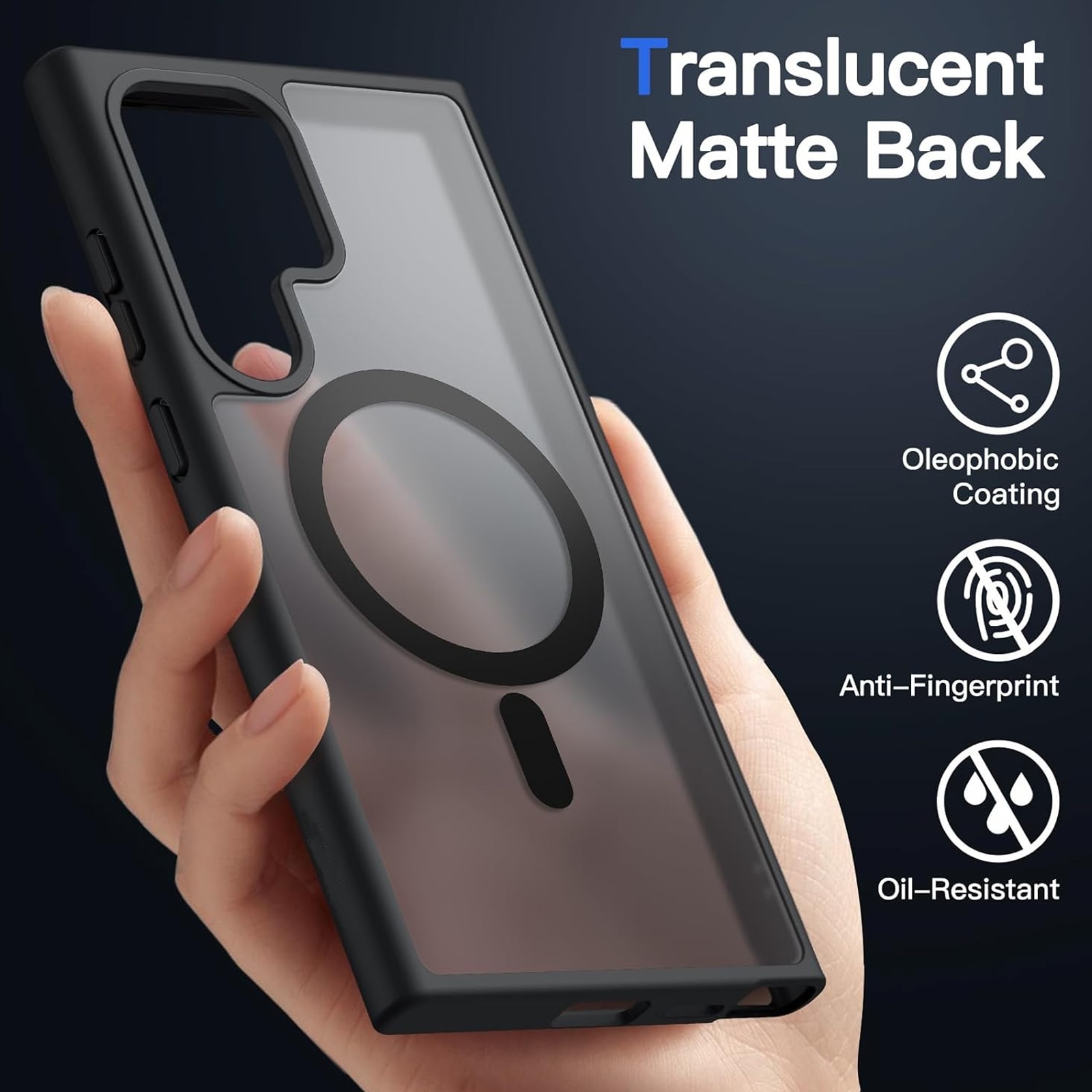 Husa de protectie pentru Samsung Galaxy S23 ULTRA, SINBINTA, Cu laveta, Airbag incorporat, Rezistent la cadere, Antisoc, Anti alunecare, Usor de instalat, Portabil, Senzatie de piele inghetata, Moale, TPU/PC/Magnet, Negru