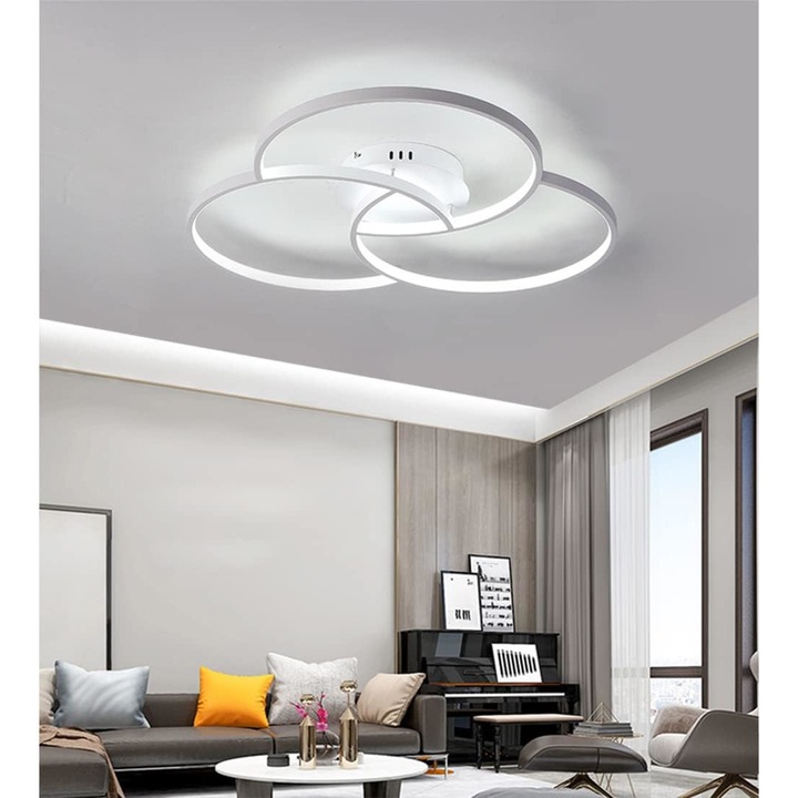 Led плафониер, Mckalen, Алуминий, 220V, 24W, Размер 38*36*11см, Безстепенно Димиране, Бял