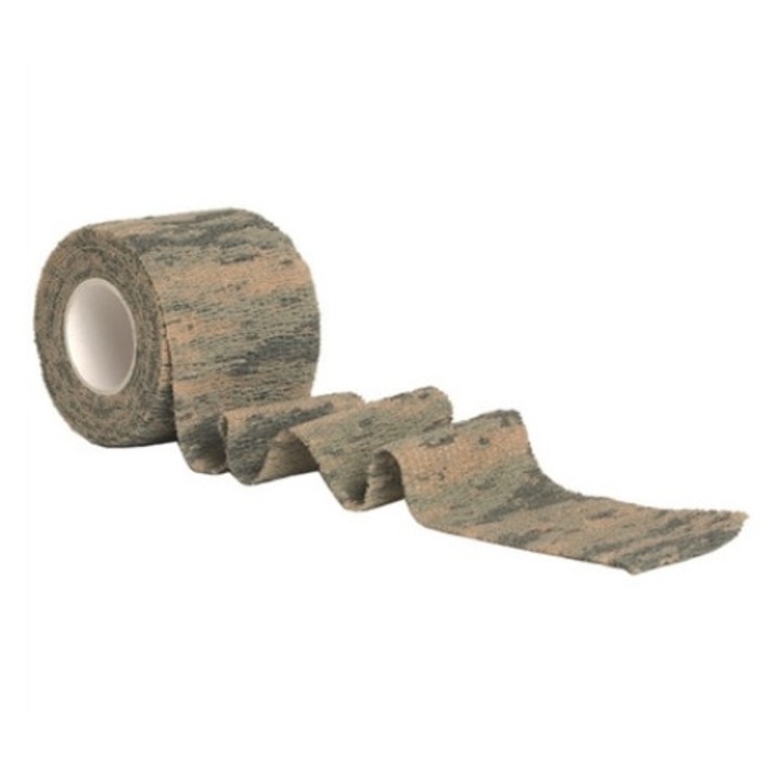 Banda adeziva tactica pentru mascarea armelor si echipamentelor, Mil-Tec, Reutilizabil, 50 mm x 4.5 m, Camuflaj