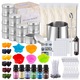 Set 96 bucati pentru prepararea lumanarilor, Hggzeg, 6 lumanari, Ceara naturala de albine 800g, DIY lucrat manual, Trandafir, Vanilie, Levantica, Lamaie, Primavara, Smochine, Otel inoxidabil, 26x17x15cm, Multicolor