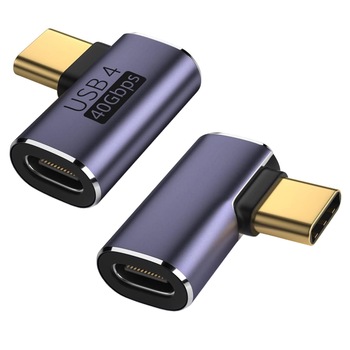 Set 2 adaptoare de extensie USB-C, Nybgyy®, unghi de 90 de grade, Negru