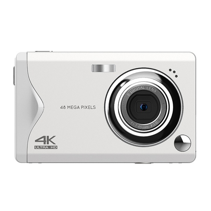 Camera foto digitala pentru copii, Ecran IPS de 3.0 inch, Rezolutie 36MP, Autofocus, Video 4K HD, Usor de folosit, Alb